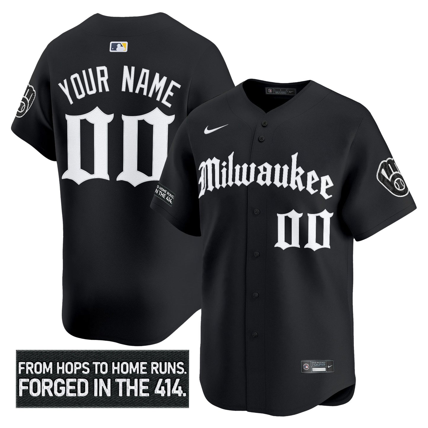 Milwaukee Brewers 'Gothic 414 Shadows Edition' Vapor Premier Limited Custom Jersey - All Stitched