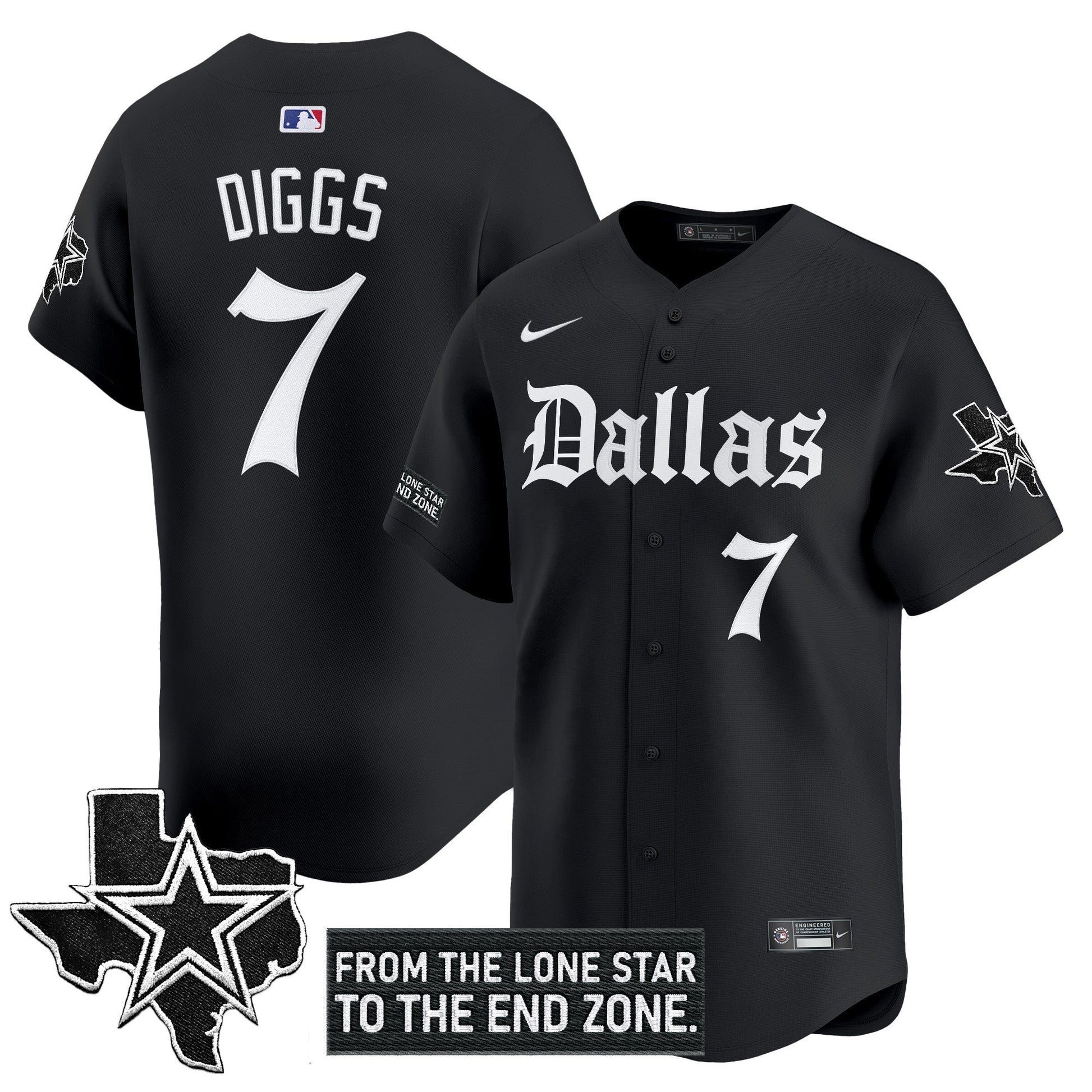 Men's Dallas Cowboys 'Gothic Lone Star Edition' Vapor Baseball Jersey - All Stitched