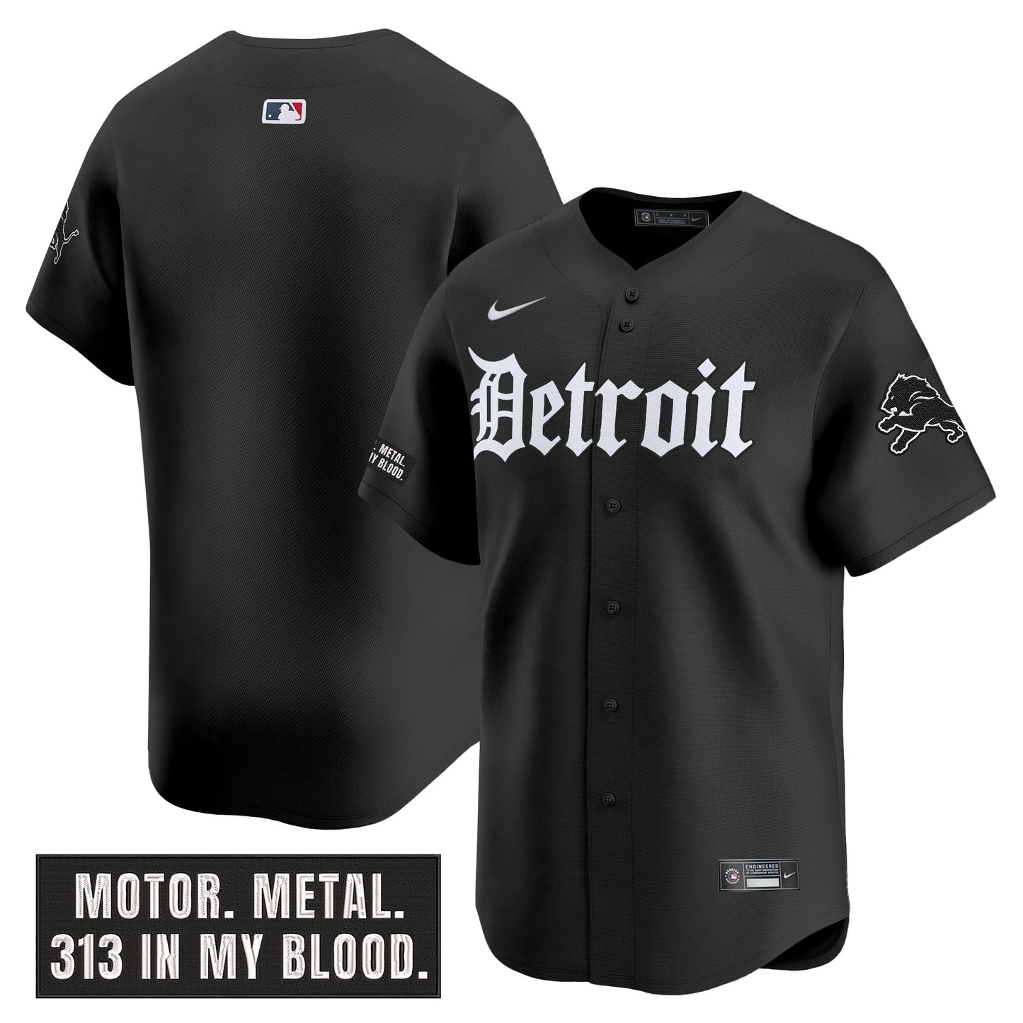 Men's Detroit Lions 'Motor Gothic Edition' Vapor Premier Limited Jersey - All Stitched