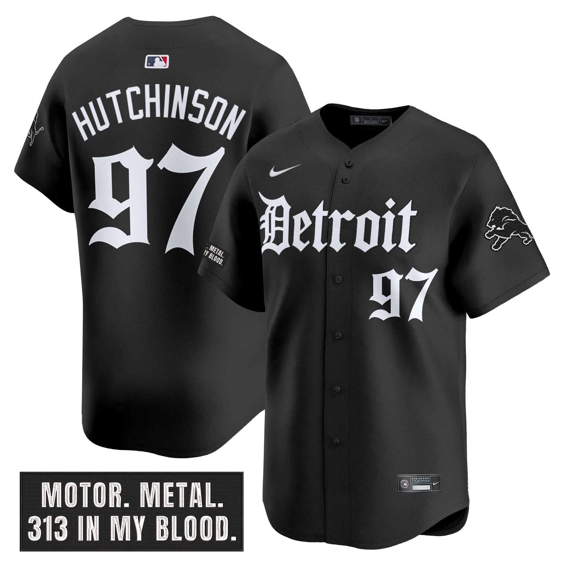 Men's Detroit Lions 'Motor Gothic Edition' Vapor Premier Limited Jersey - All Stitched