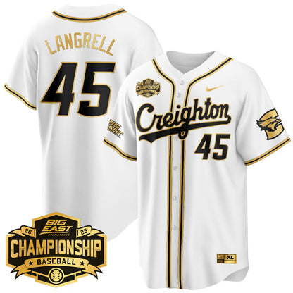 Men's Creighton Baseball 2025 Big East Baseball Tournament Champions Jersey - All Stitched