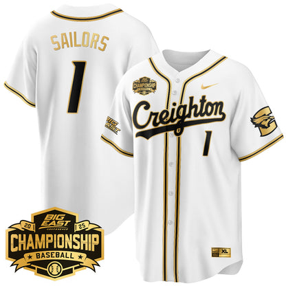 Men's Creighton Baseball 2025 Big East Baseball Tournament Champions Jersey - All Stitched