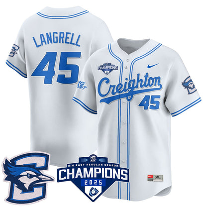 Men's Creighton Baseball 2025 Big East Baseball Tournament Champions Jersey N1 - All Stitched