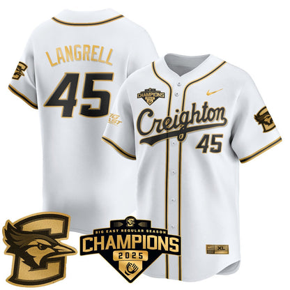 Men's Creighton Baseball 2025 Big East Baseball Tournament Champions Jersey N1 - All Stitched