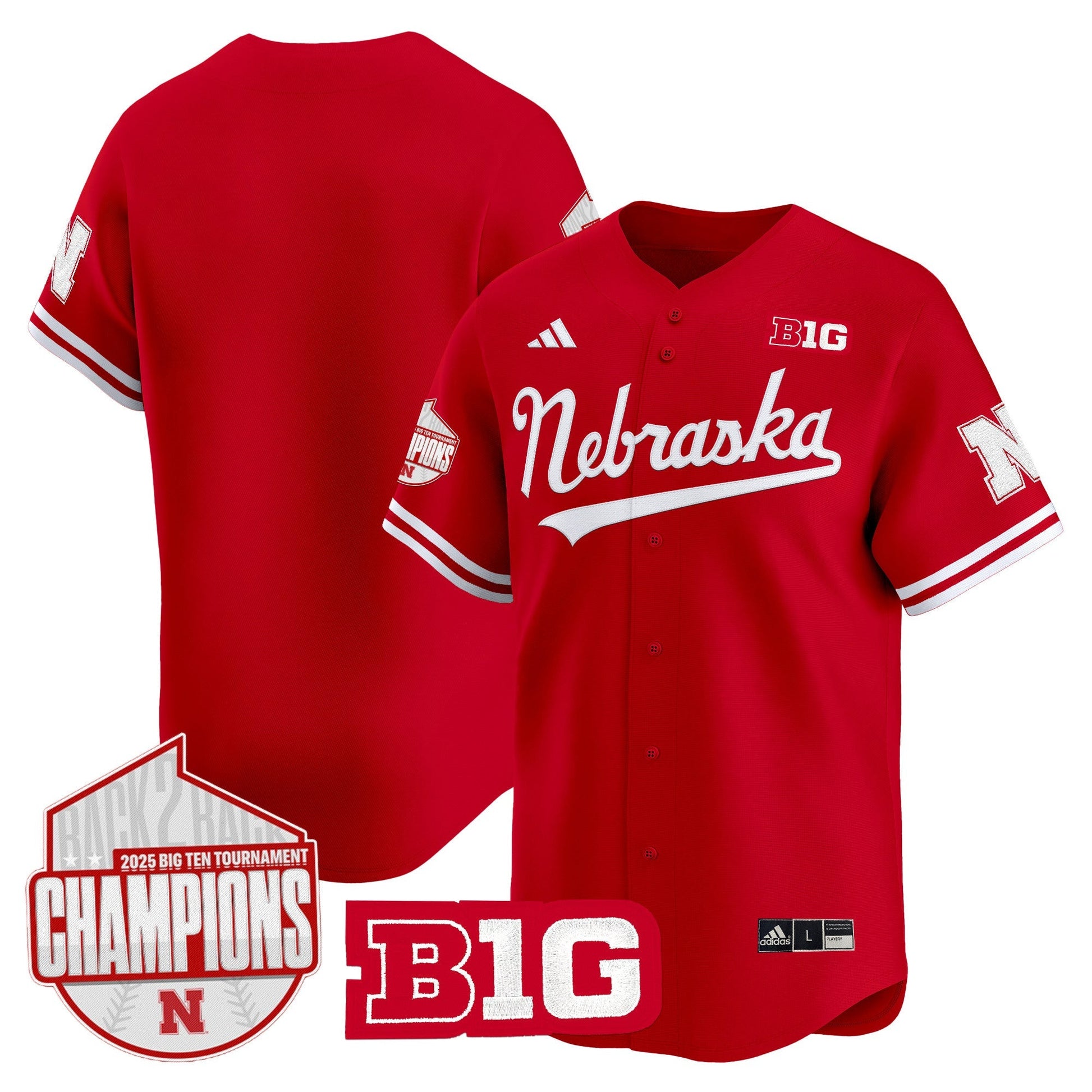Men's Nebraska Huskers Back 2 Back Champions Patch Vapor Premier Limited Jersey - All Stitched