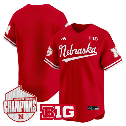 Men's Nebraska Huskers Back 2 Back Champions Patch Vapor Premier Limited Jersey - All Stitched