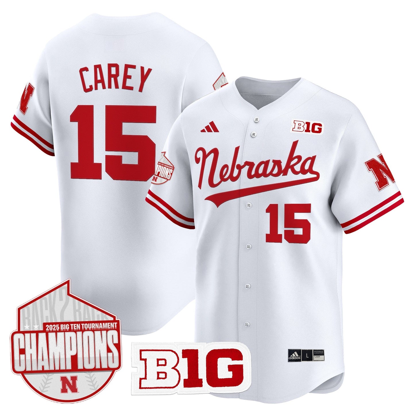 Men's Nebraska Huskers Back 2 Back Champions Patch Vapor Premier Limited Jersey - All Stitched