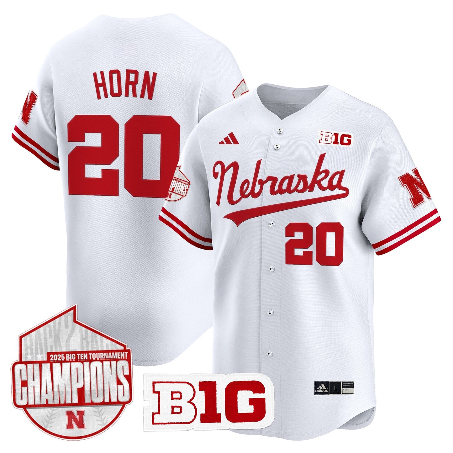 Men's Nebraska Huskers Back 2 Back Champions Patch Vapor Premier Limited Jersey - All Stitched