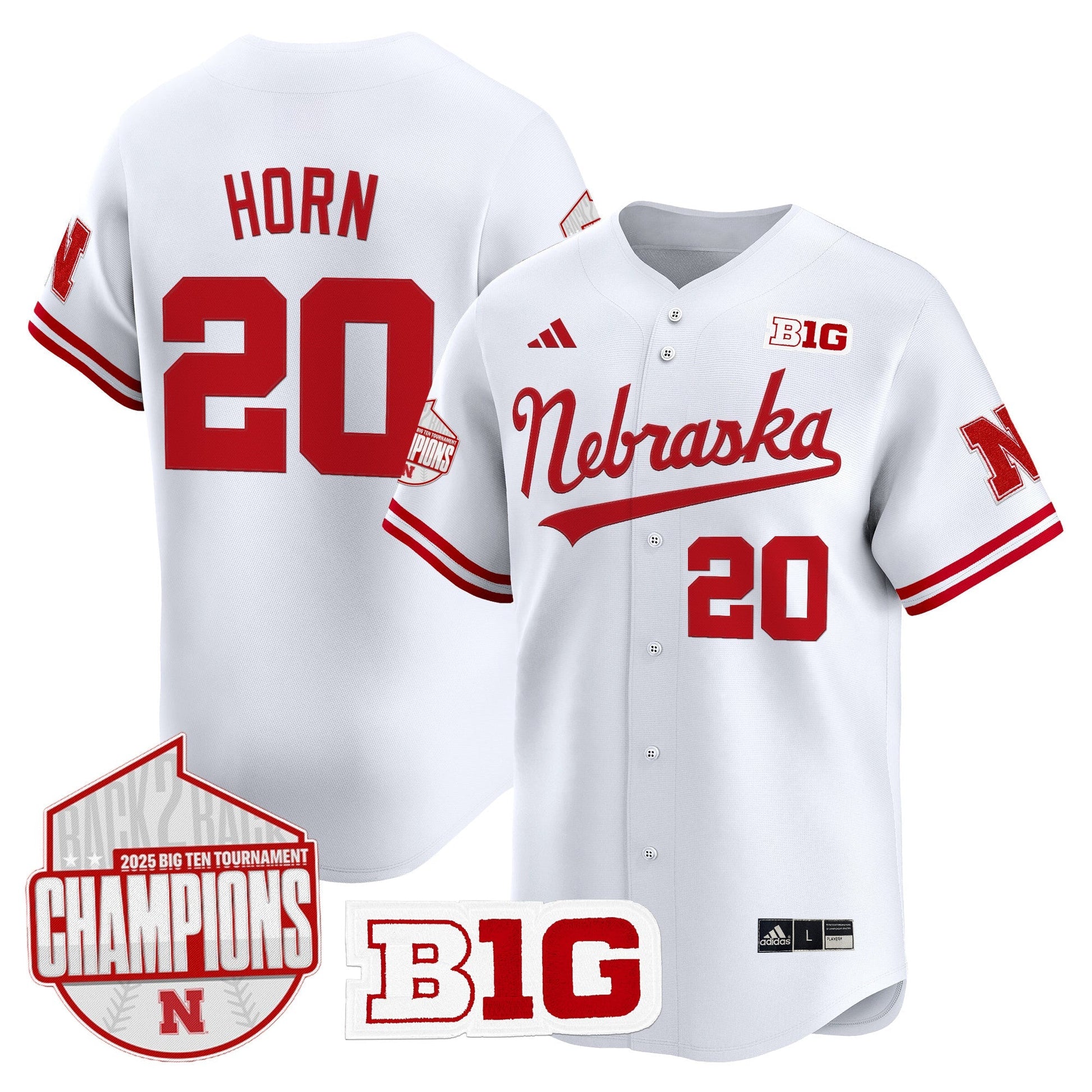 Men's Nebraska Huskers Back 2 Back Champions Patch Vapor Premier Limited Jersey - All Stitched