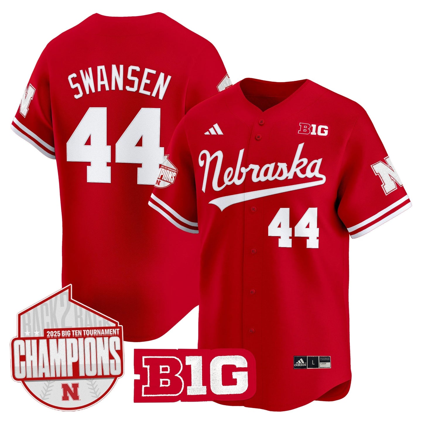 Men's Nebraska Huskers Back 2 Back Champions Patch Vapor Premier Limited Jersey - All Stitched