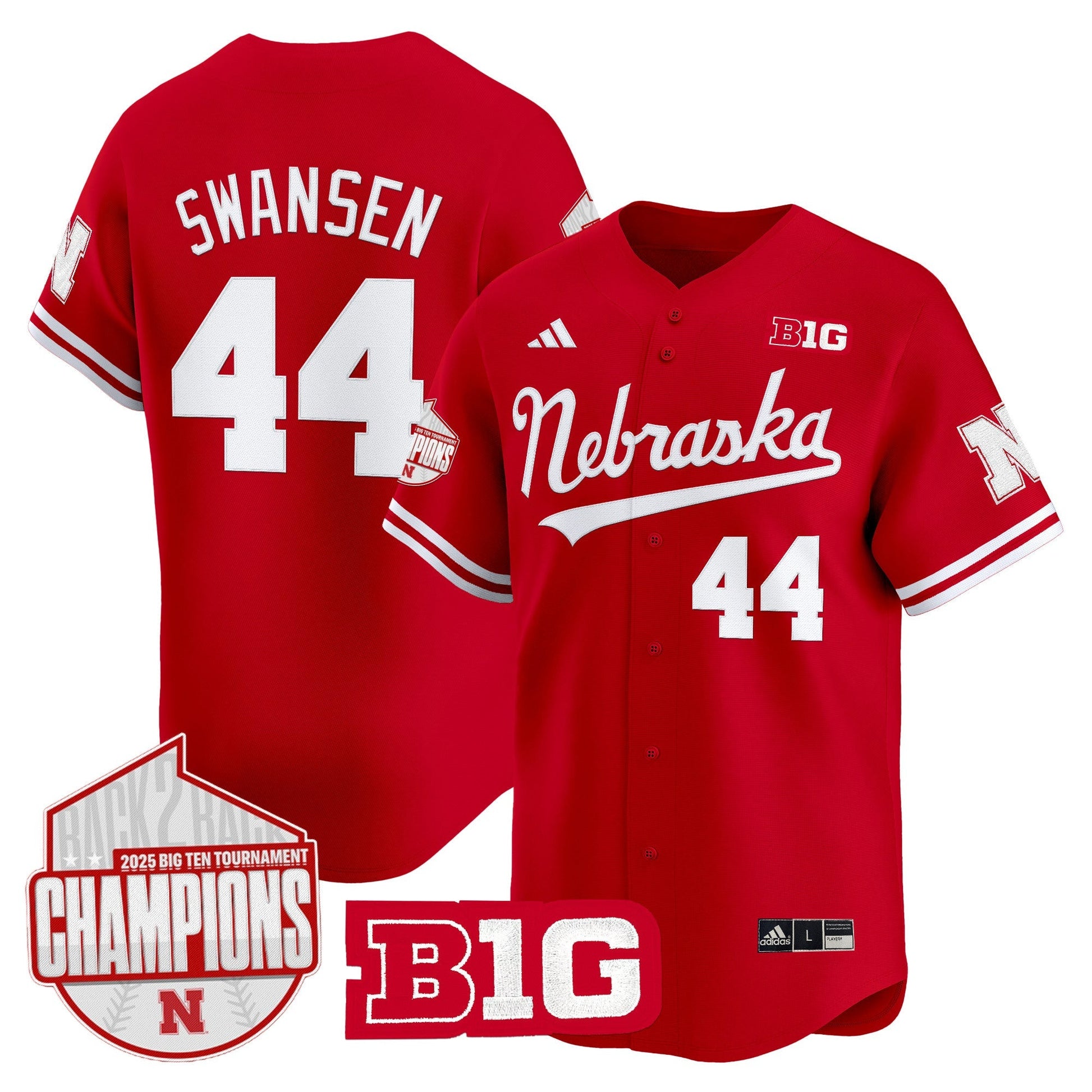 Men's Nebraska Huskers Back 2 Back Champions Patch Vapor Premier Limited Jersey - All Stitched