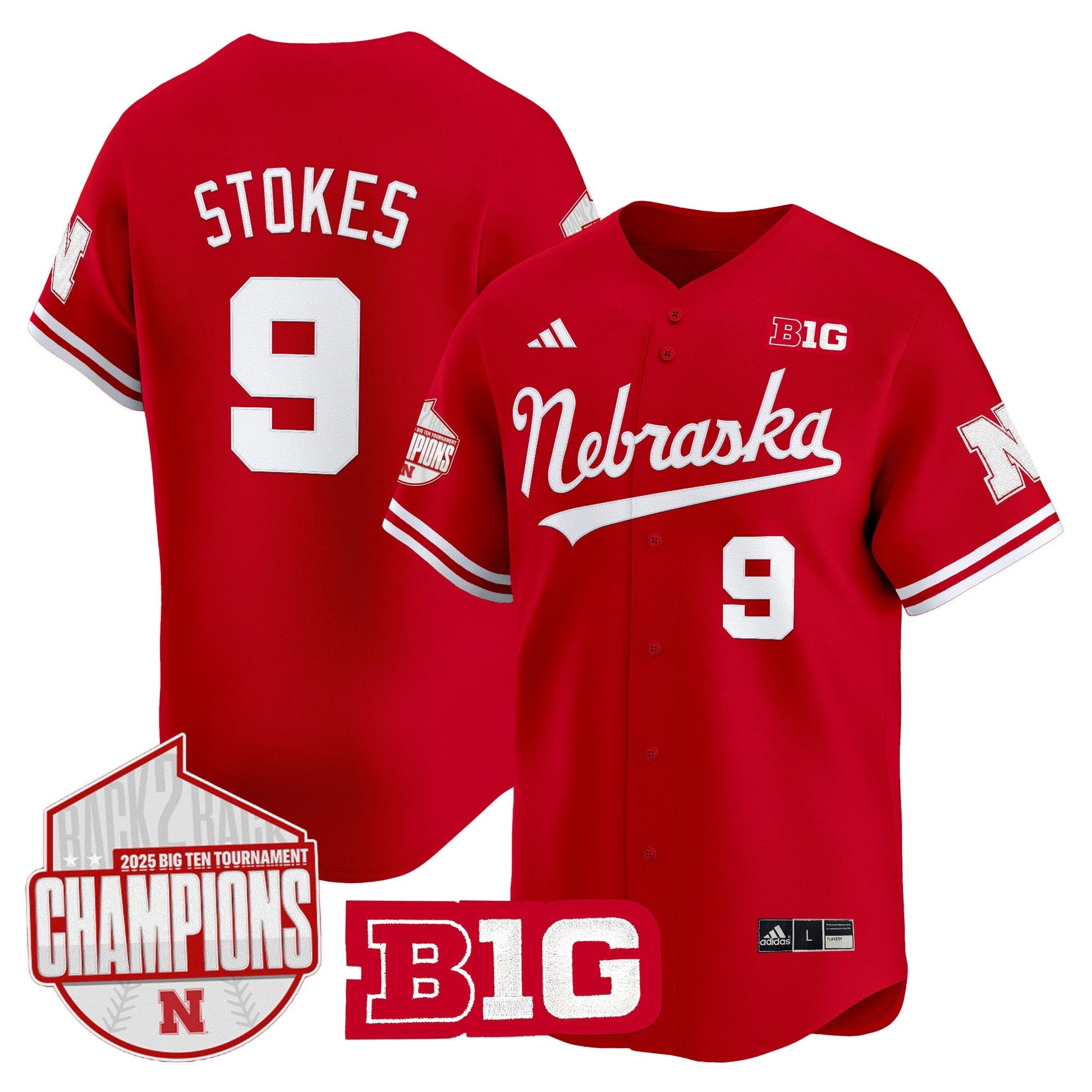 Men's Nebraska Huskers Back 2 Back Champions Patch Vapor Premier Limited Jersey - All Stitched