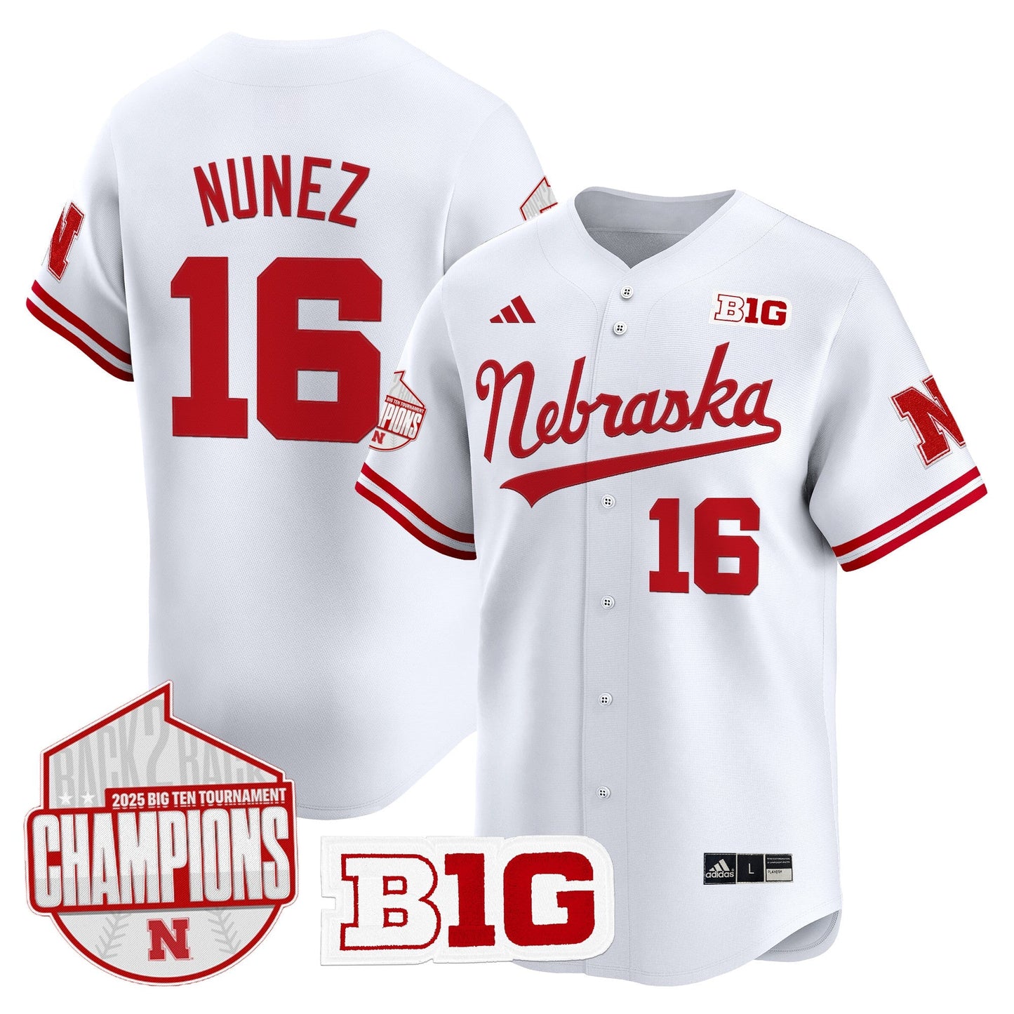 Men's Nebraska Huskers Back 2 Back Champions Patch Vapor Premier Limited Jersey - All Stitched