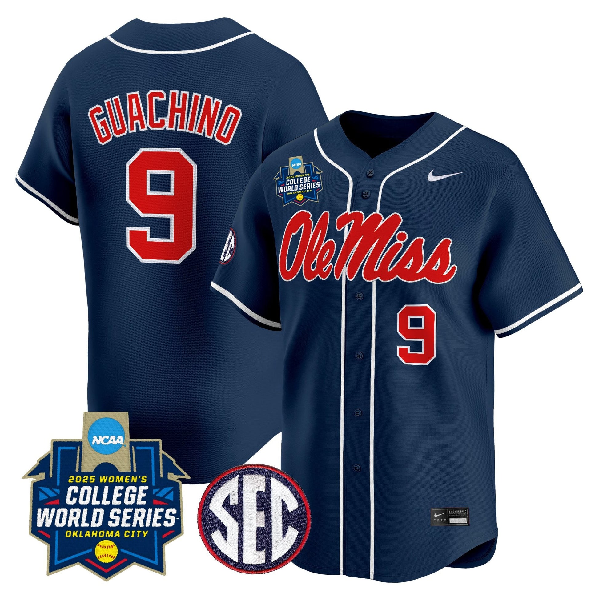 Men's Size - Ole Miss Rebels Softball 2025 World Series (WCWS) Vapor Premier Limited Jersey - All Stitched