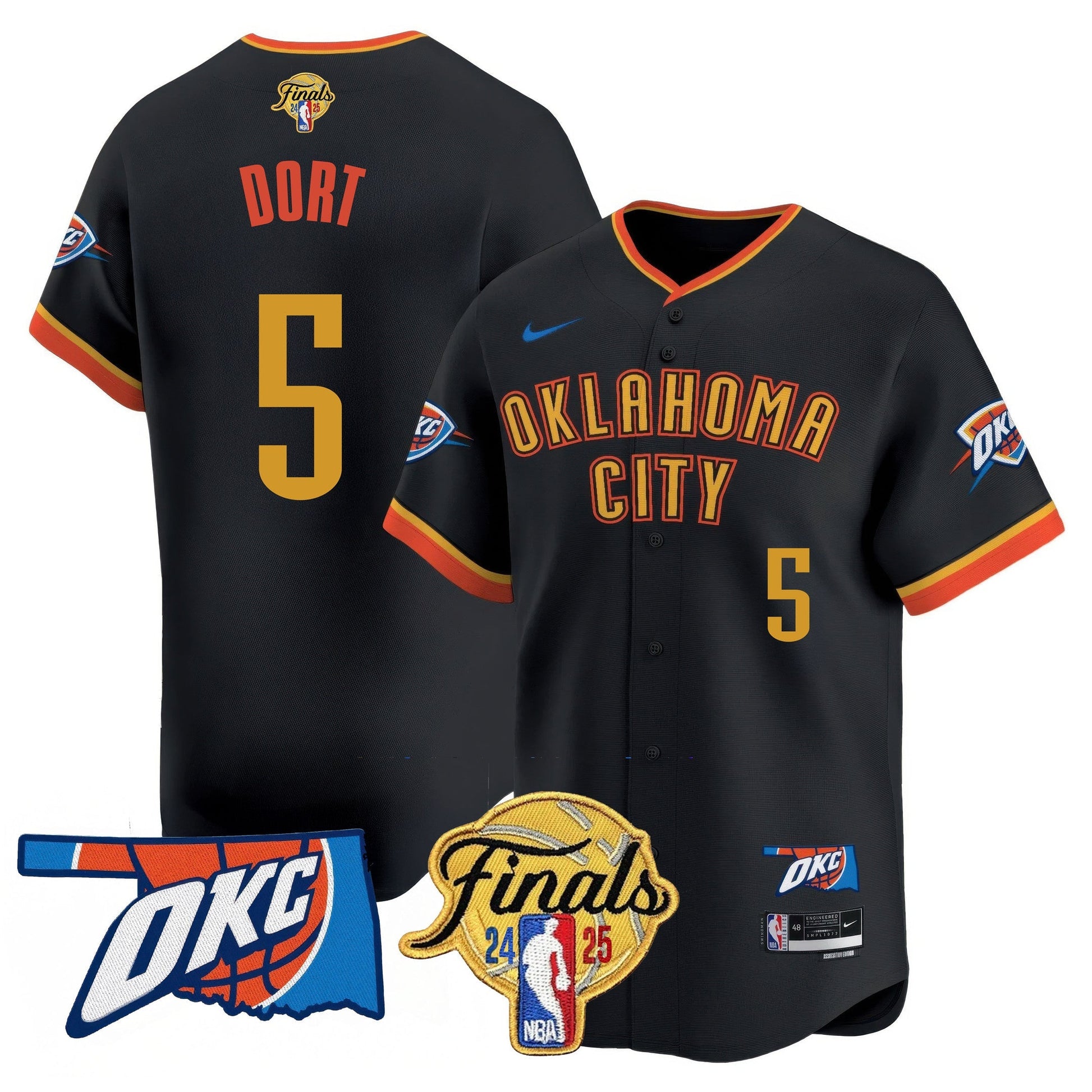 Oklahoma City Thunder Baseball Jersey - Final Patch - All Stitched