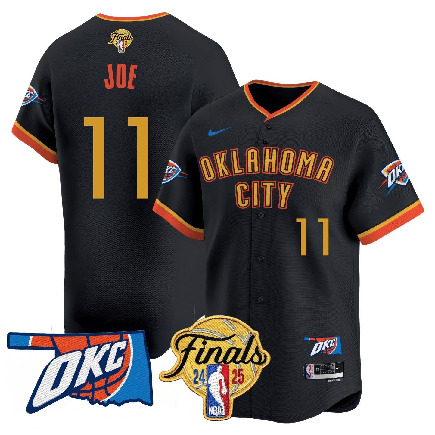Oklahoma City Thunder Baseball Jersey - Final Patch - All Stitched