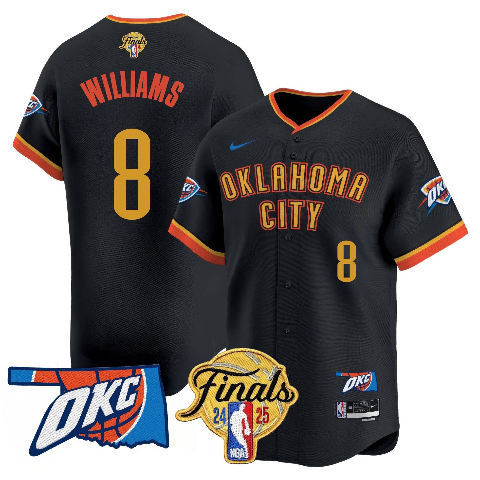 Oklahoma City Thunder Baseball Jersey - Final Patch - All Stitched