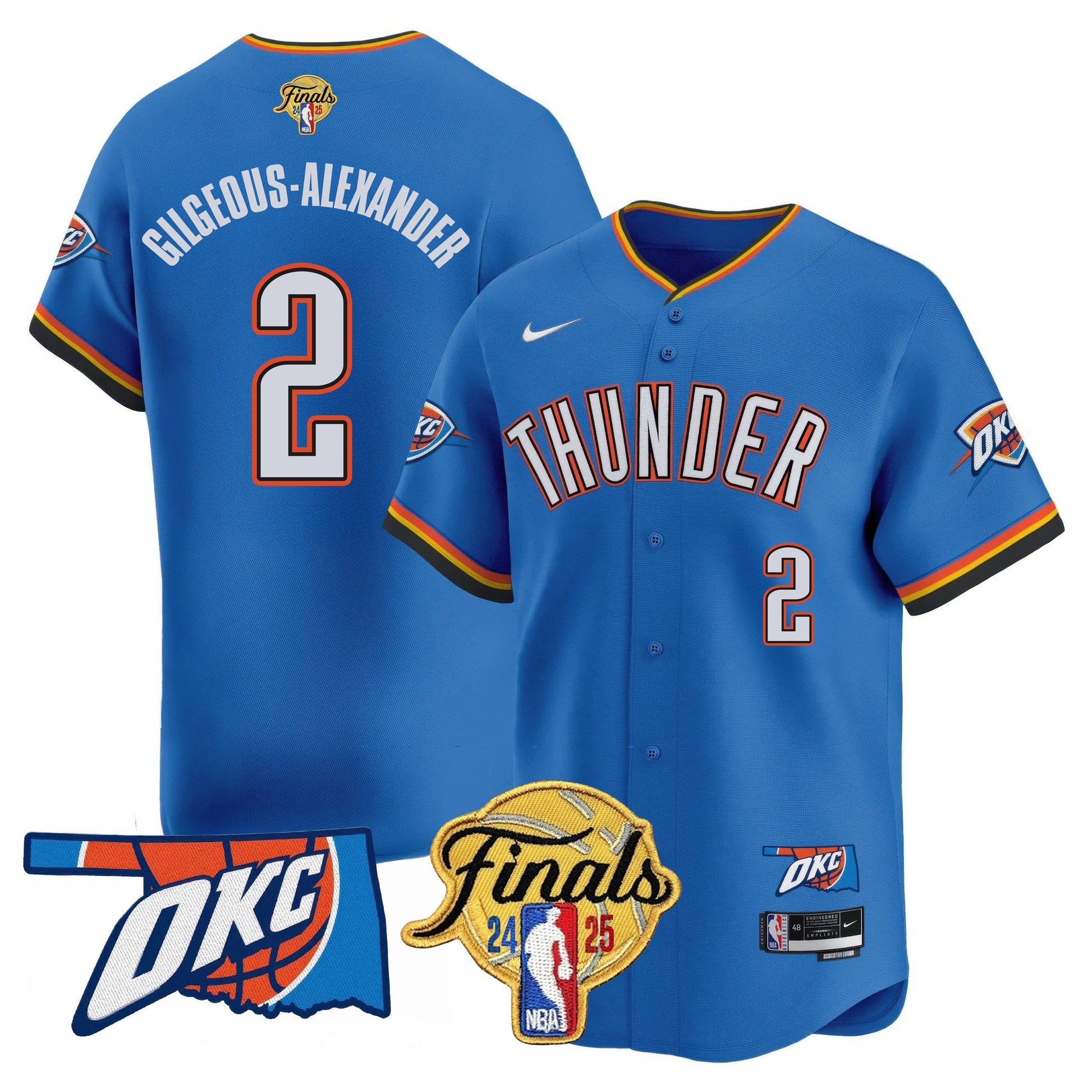 Oklahoma City Thunder Baseball Jersey - Final Patch - All Stitched