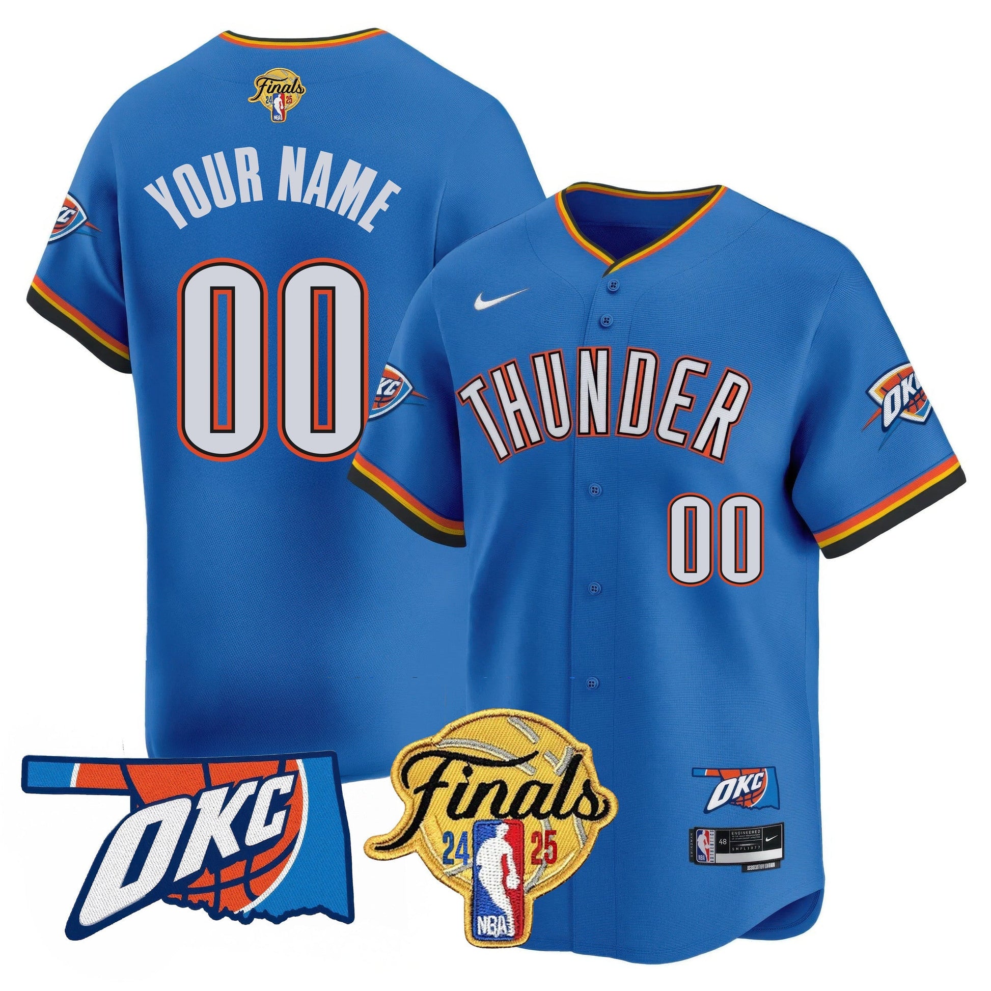 Oklahoma City Thunder Baseball Jersey - Final Patch - All Stitched