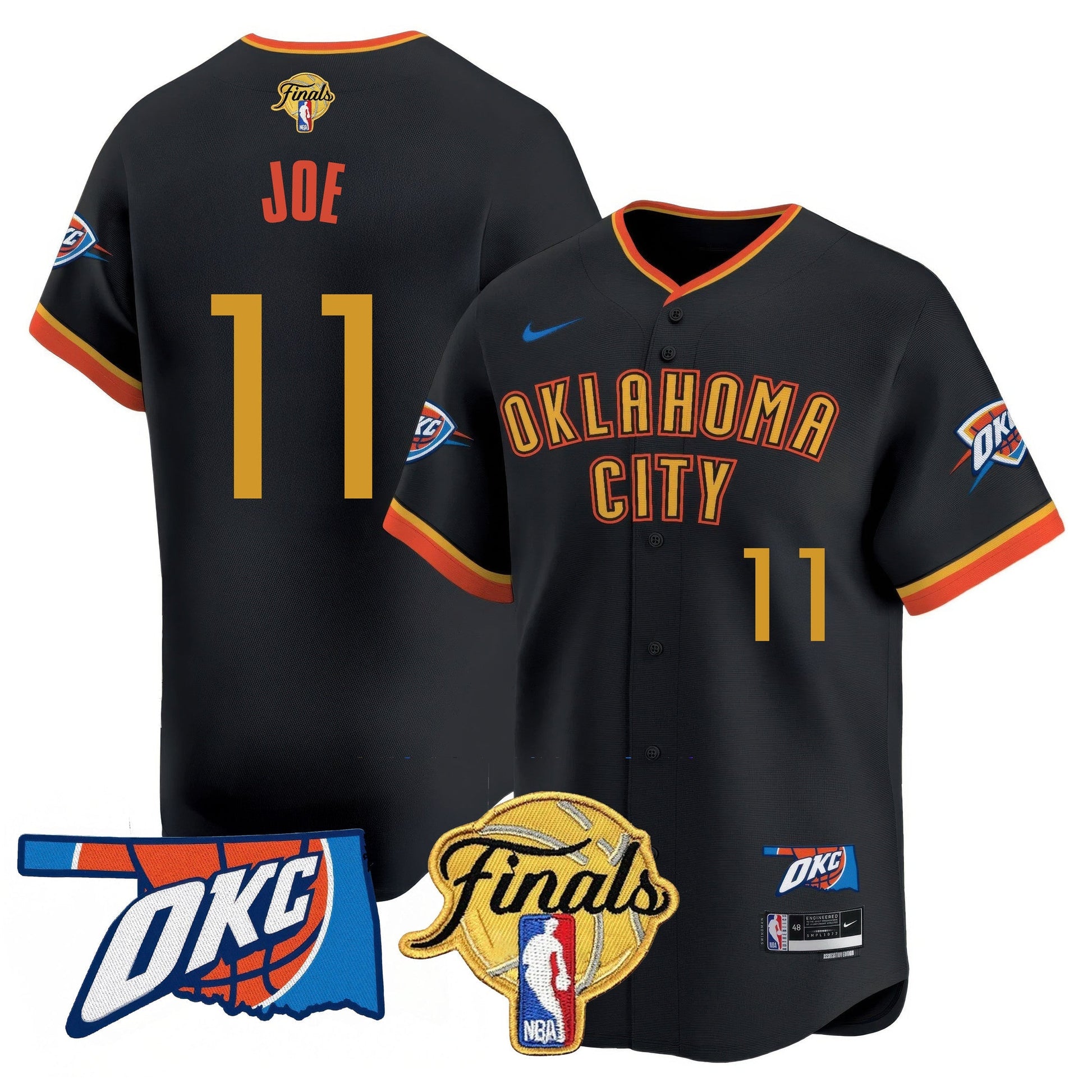Oklahoma City Thunder Baseball Jersey - Final Patch - All Stitched