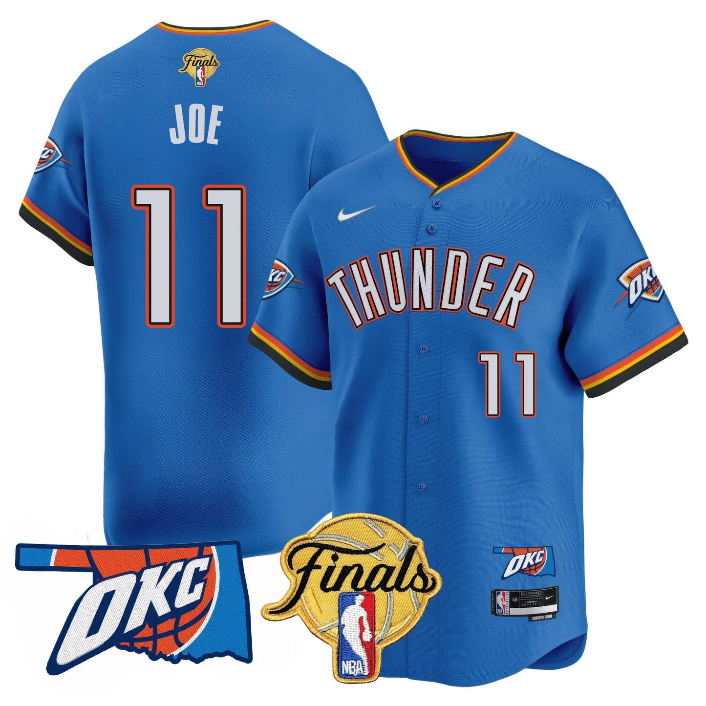 Oklahoma City Thunder Baseball Jersey - Final Patch - All Stitched