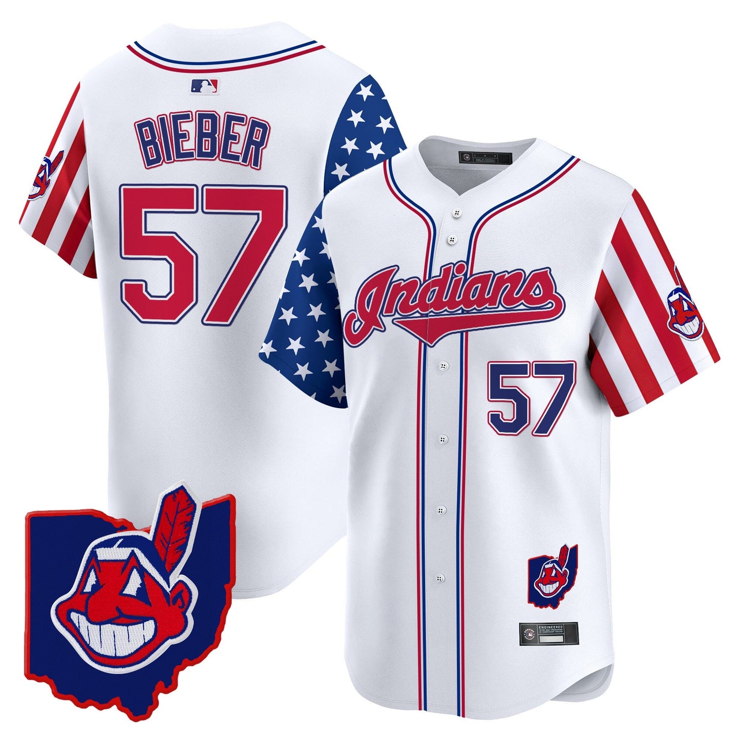 Men's Cleveland Indians 2025 Independence Day Vapor Premier Limited Jersey - All Stitched