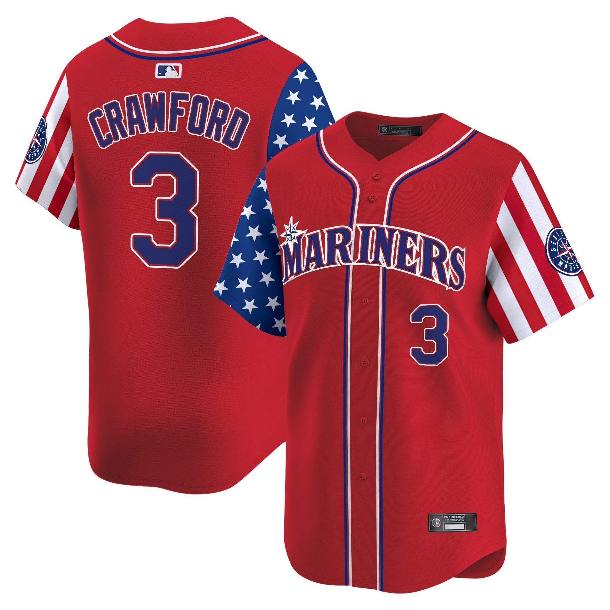 Men's Seattle Mariners 2025 Independence Day Vapor Premier Limited Jersey - All Stitched