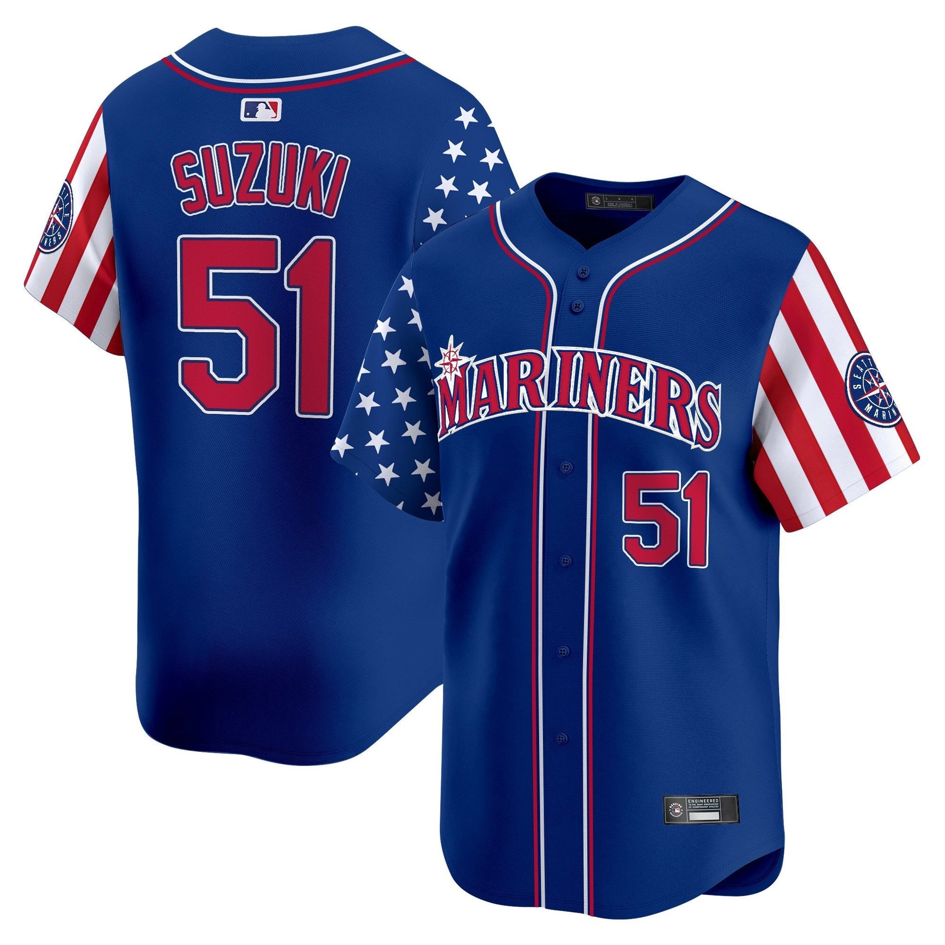 Men's Seattle Mariners 2025 Independence Day Vapor Premier Limited Jersey - All Stitched