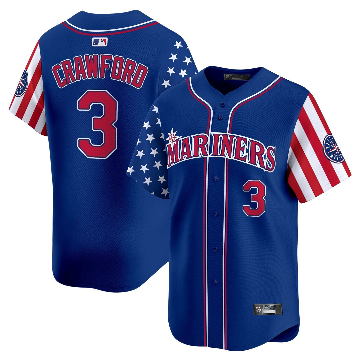 Men's Seattle Mariners 2025 Independence Day Vapor Premier Limited Jersey - All Stitched