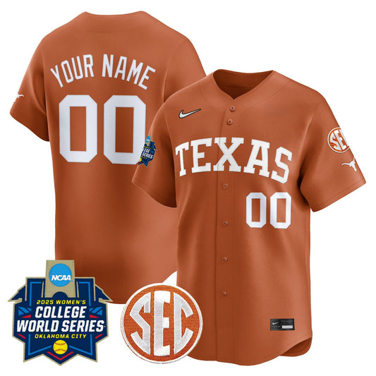 Texas Longhorns Softball 2025 World Series (WCWS) Vapor Premier Limited Custom Jersey - All Stitched