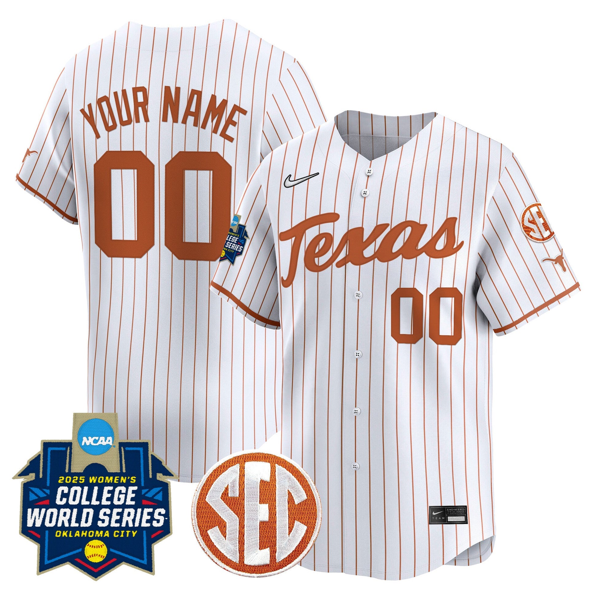 Texas Longhorns Softball 2025 World Series (WCWS) Vapor Premier Limited Custom Jersey - All Stitched