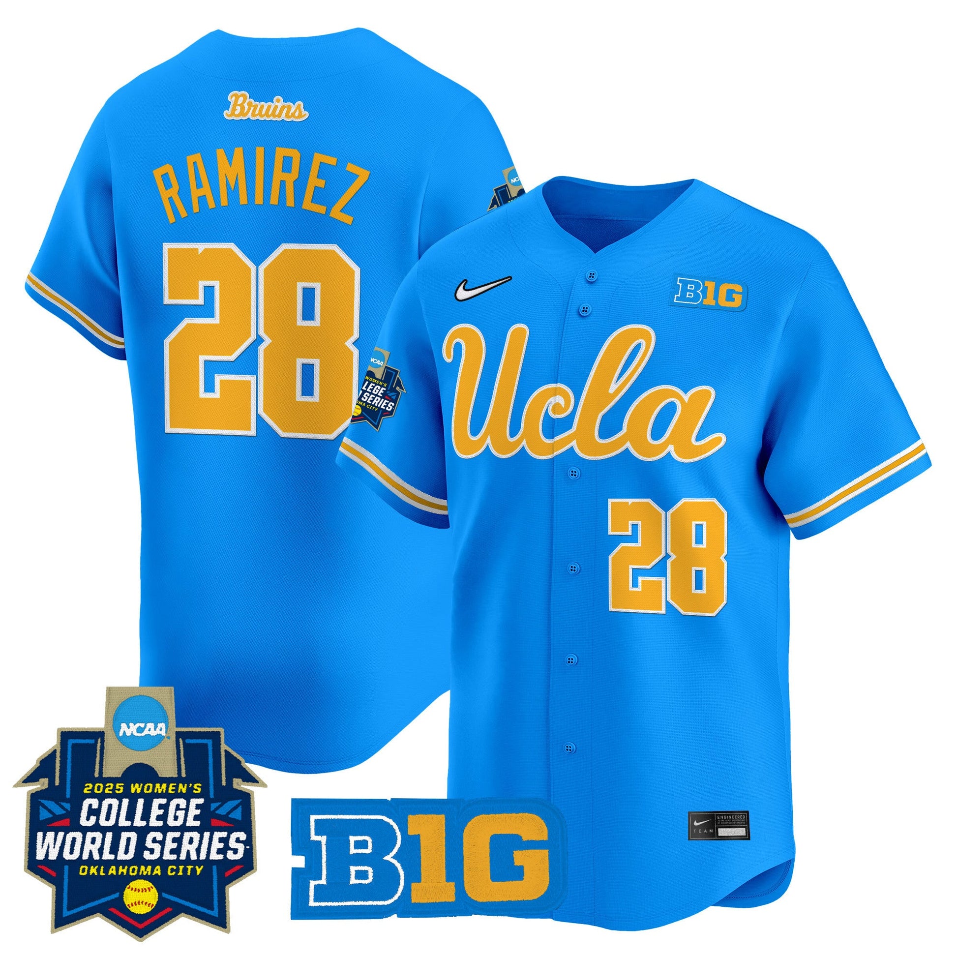 Men's size - UCLA Bruins Softball 2025 World Series (WCWS) Vapor Premier Limited Jersey - All Stitched
