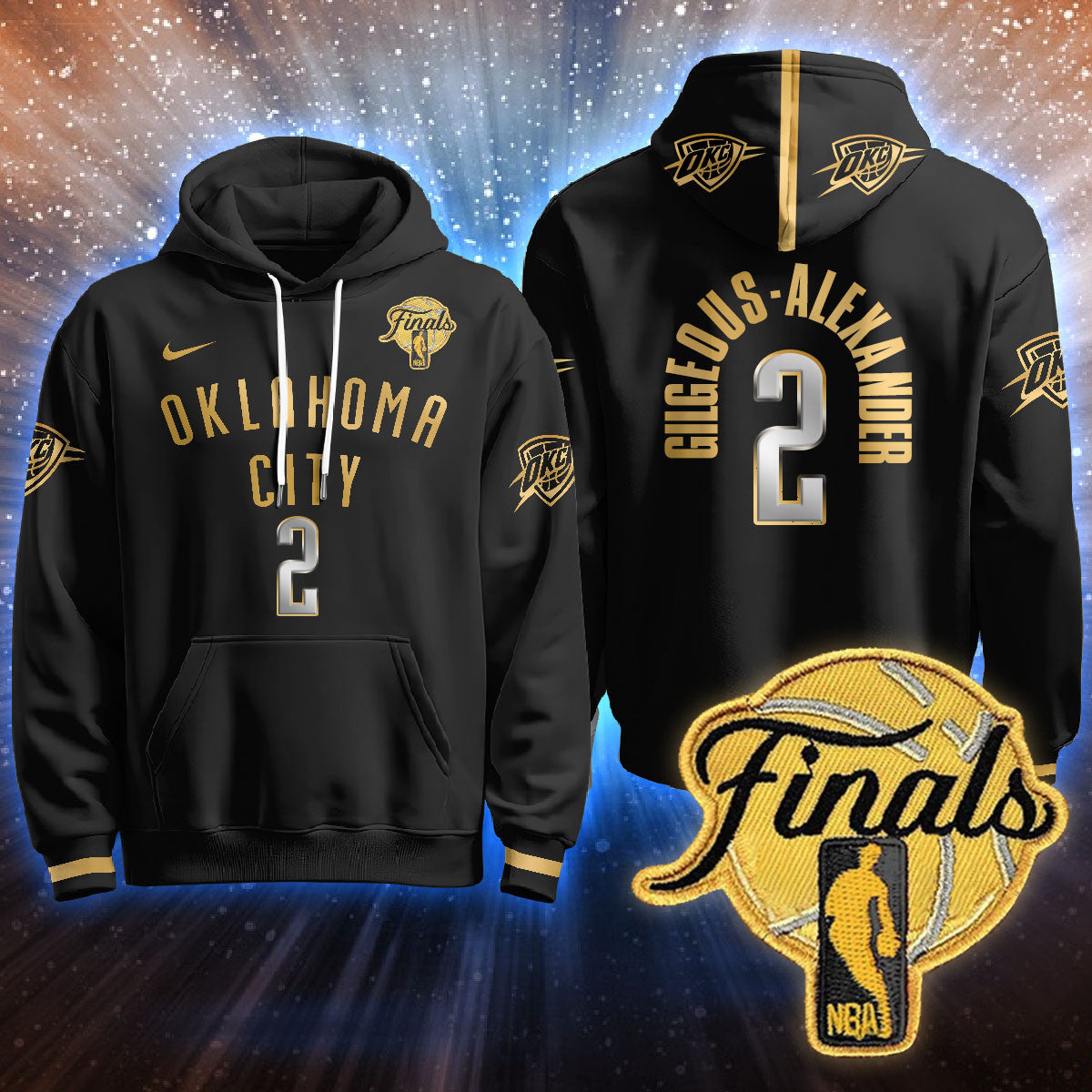 Oklahoma City Thunder Hoodie - Final Patch - All Stitched