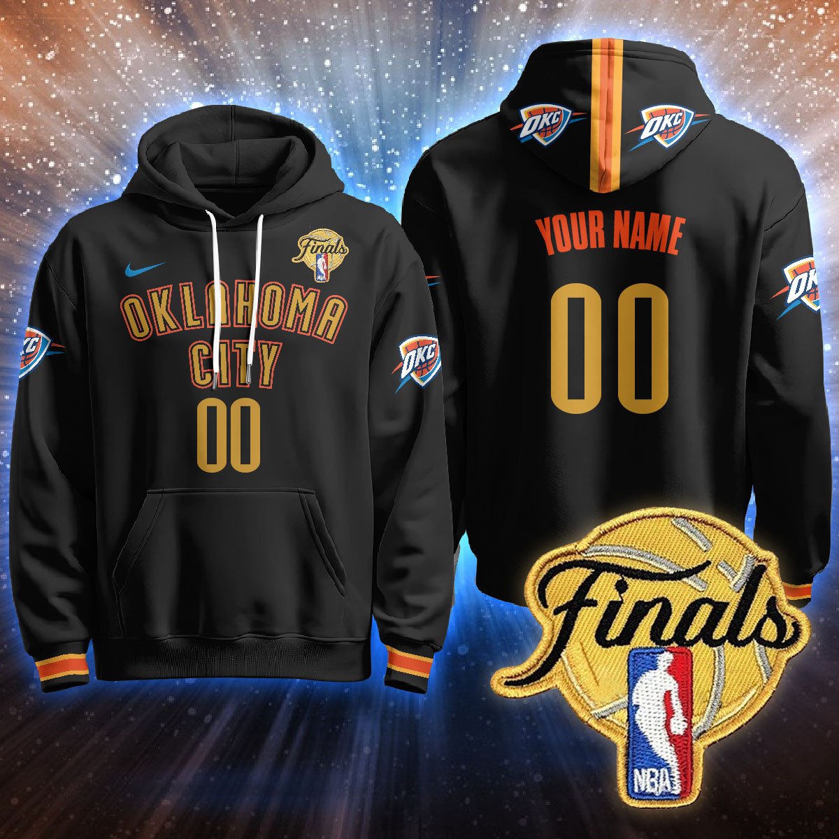Oklahoma City Thunder Custom Hoodie - Final Patch - All Stitched