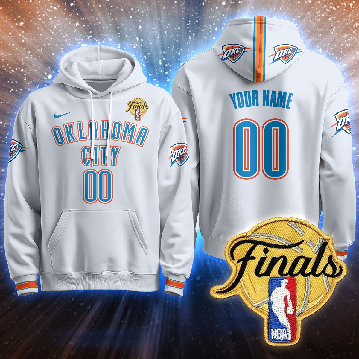 Oklahoma City Thunder Custom Hoodie - Final Patch - All Stitched