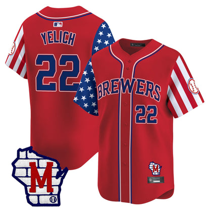 Men's Milwaukee Brewers 2025 Independence Day Vapor Premier Limited Jersey - All Stitched