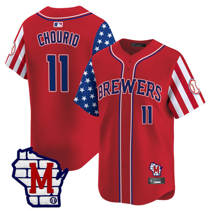 Men's Milwaukee Brewers 2025 Independence Day Vapor Premier Limited Jersey - All Stitched