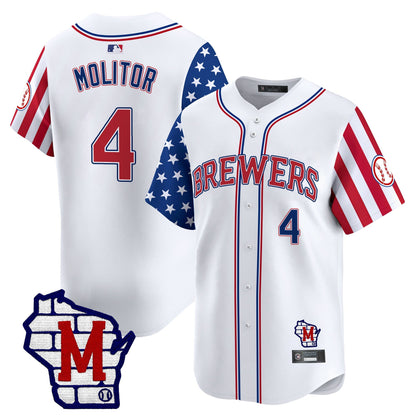 Men's Milwaukee Brewers 2025 Independence Day Vapor Premier Limited Jersey - All Stitched