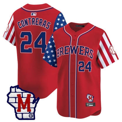 Men's Milwaukee Brewers 2025 Independence Day Vapor Premier Limited Jersey - All Stitched
