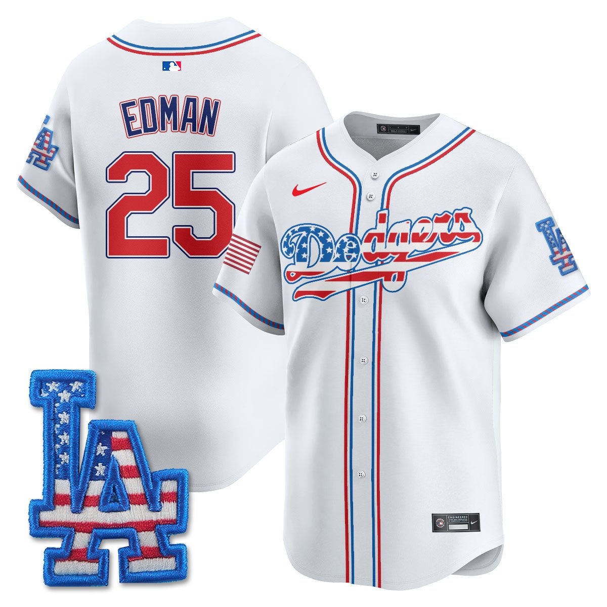 Men's Los Angeles Dodgers 2025 Fourth of July Jersey - All Stitched