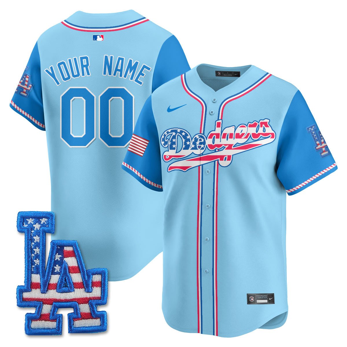 Custom Los Angeles Dodgers 2025 Fourth of July Jersey - All Stitched