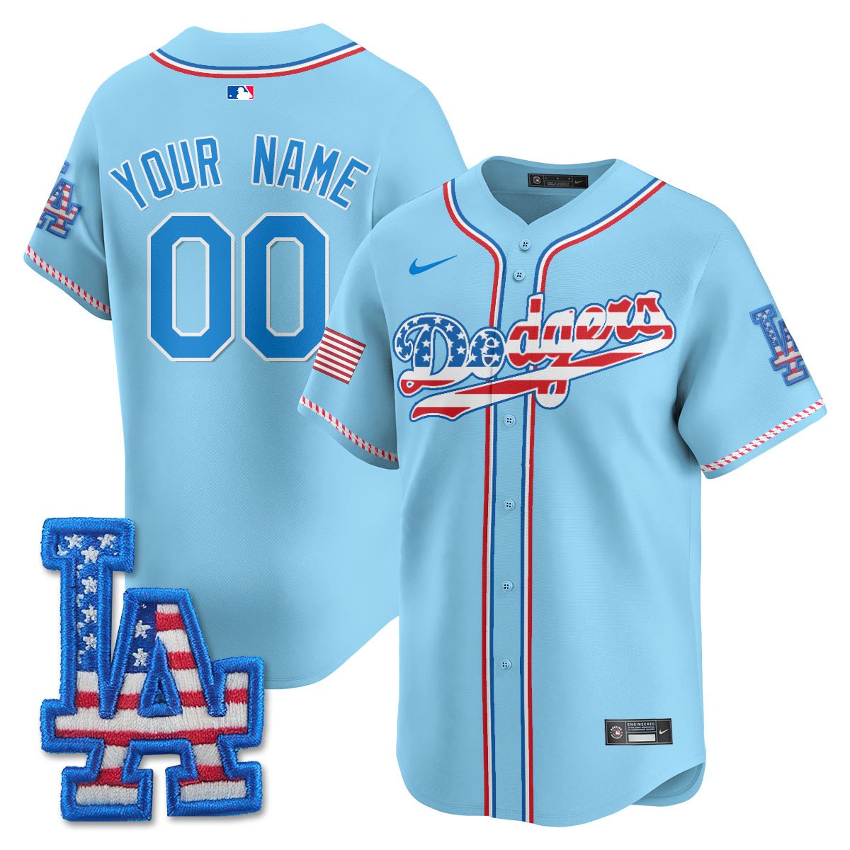 Custom Los Angeles Dodgers 2025 Fourth of July Jersey - All Stitched