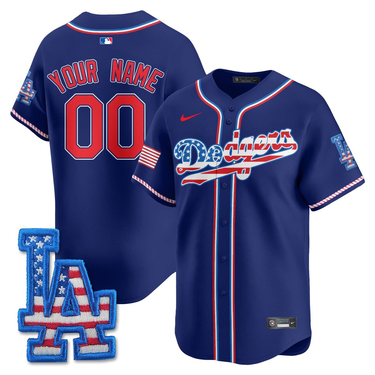 Custom Los Angeles Dodgers 2025 Fourth of July Jersey - All Stitched
