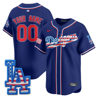 Custom Los Angeles Dodgers 2025 Fourth of July Jersey - All Stitched