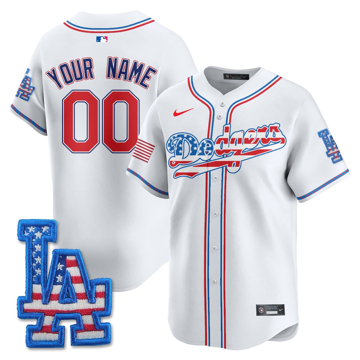 Custom Los Angeles Dodgers 2025 Fourth of July Jersey - All Stitched