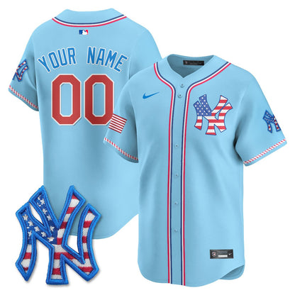 Custom New York Yankees 2025 Fourth of July Jersey - All Stitched