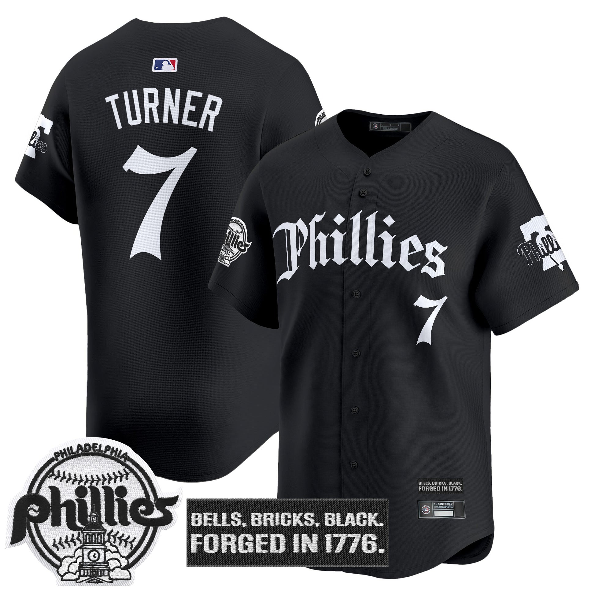 Men's Philadelphia Phillies 'Gothic Liberty Edition' Vapor Premier Limited Jersey - All Stitched