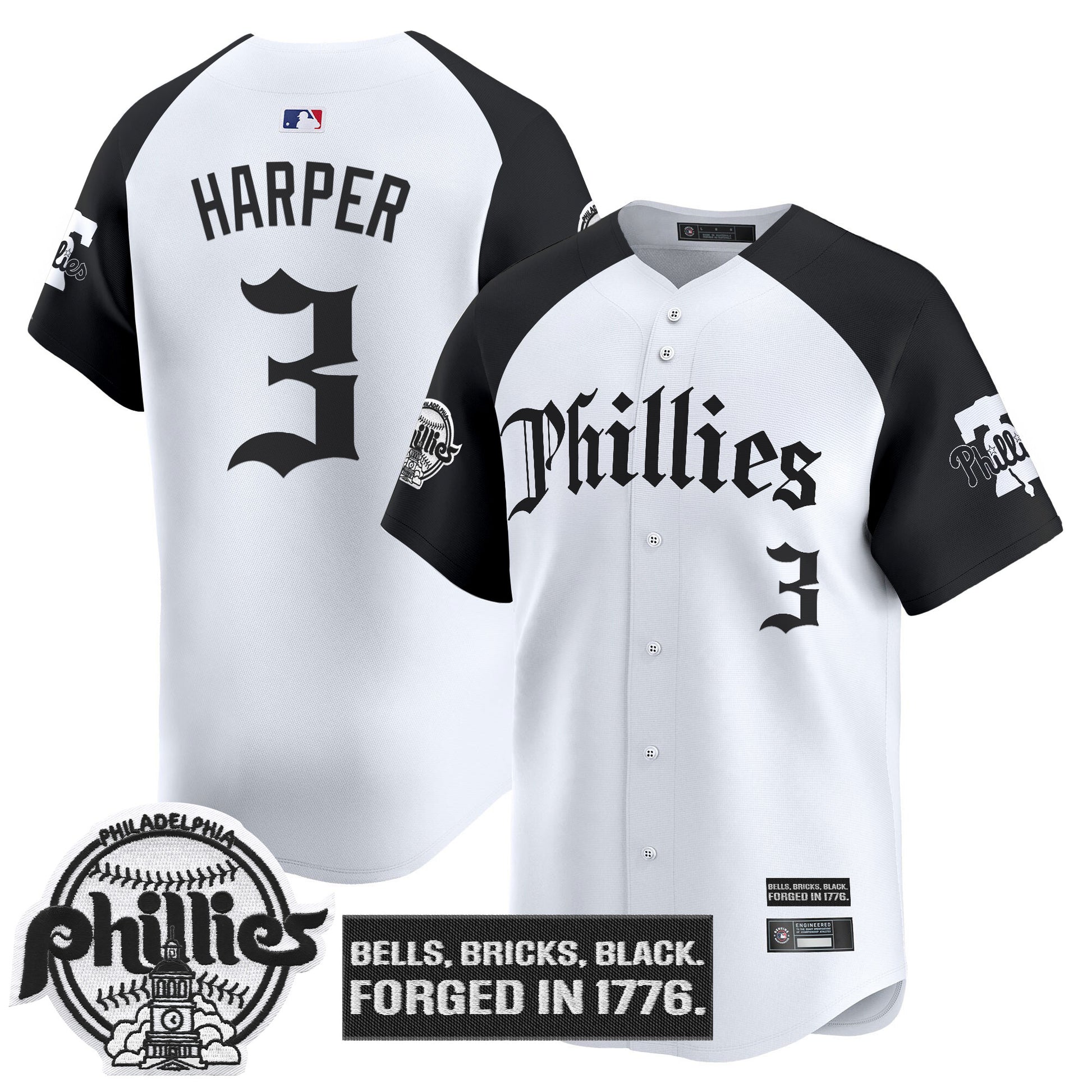Men's Philadelphia Phillies 'Gothic Liberty Edition' Vapor Premier Limited Jersey - All Stitched