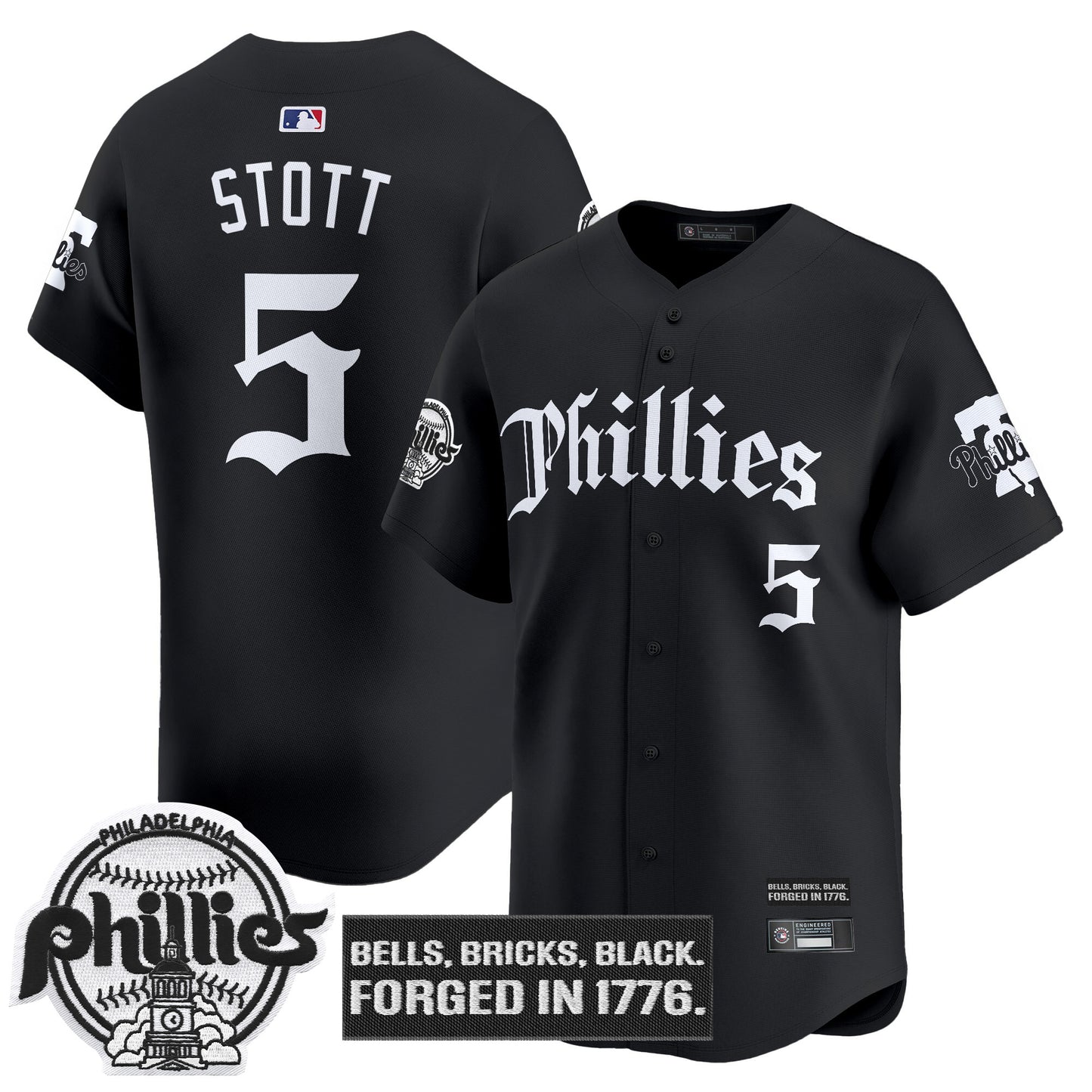 Men's Philadelphia Phillies 'Gothic Liberty Edition' Vapor Premier Limited Jersey - All Stitched