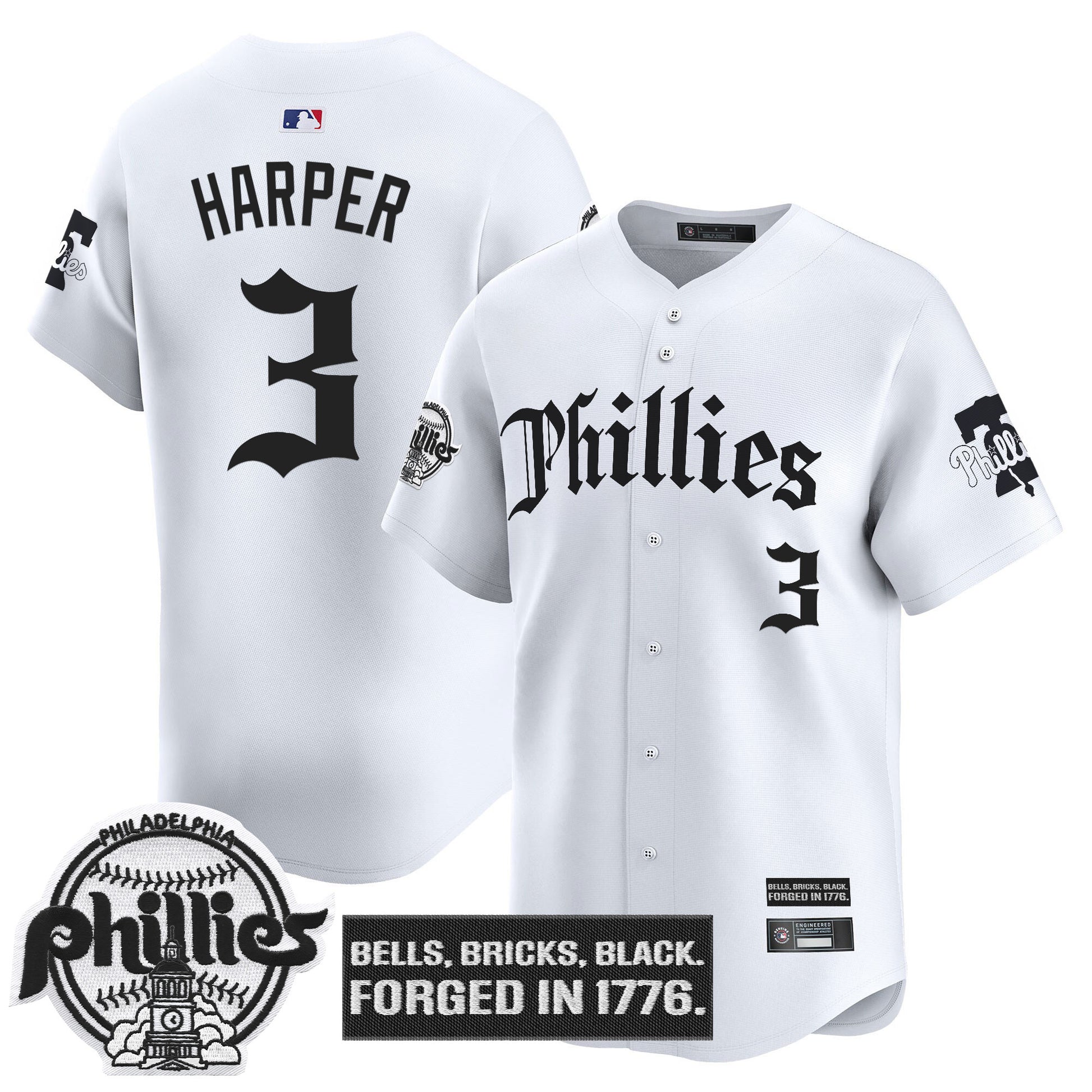 Men's Philadelphia Phillies 'Gothic Liberty Edition' Vapor Premier Limited Jersey - All Stitched